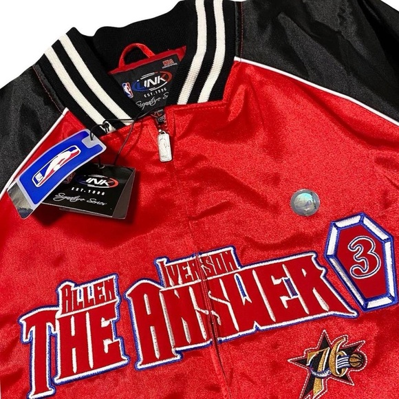 VINTAGE ALLEN IVERSON X PHILADELPHIA 76ERS NBA VARSITY JACKET - (XL) - Picture 4 of 4